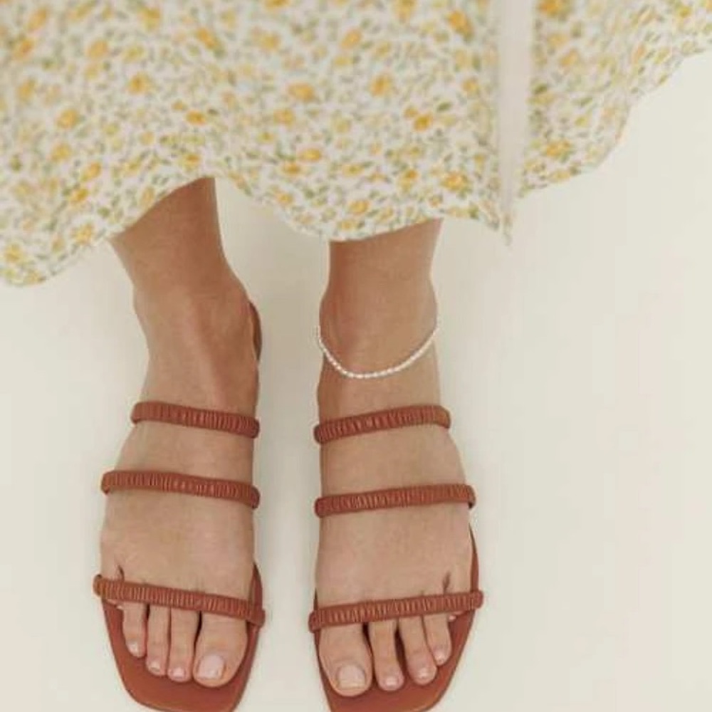 Reformation Pecan Mavis Ruched Women's Sandals